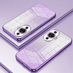 Gradient Glitter Plating Clear Phone Case For Huawei Nova 11 10 9 SE 8i 7i 5i Pro 5T Y90 Soft Silicone Shockproof Funda Cover