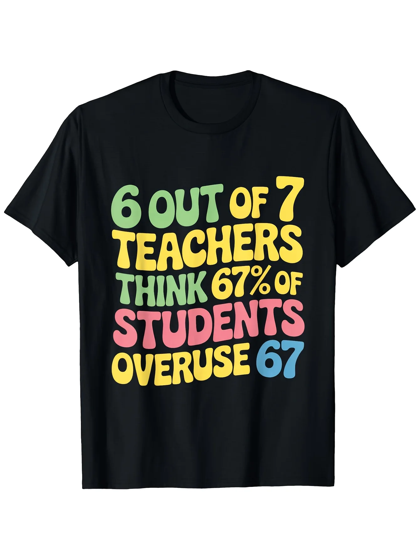 

Men's Funny Teacher Overworked 67_Pattern T-Shirt - 67_Teachers Get Tired Thinking about Students # 67 Jokes, 100 Casual Short-Sleeve Crew Neck ~ Author, ~ Gift, Soft and Breathable