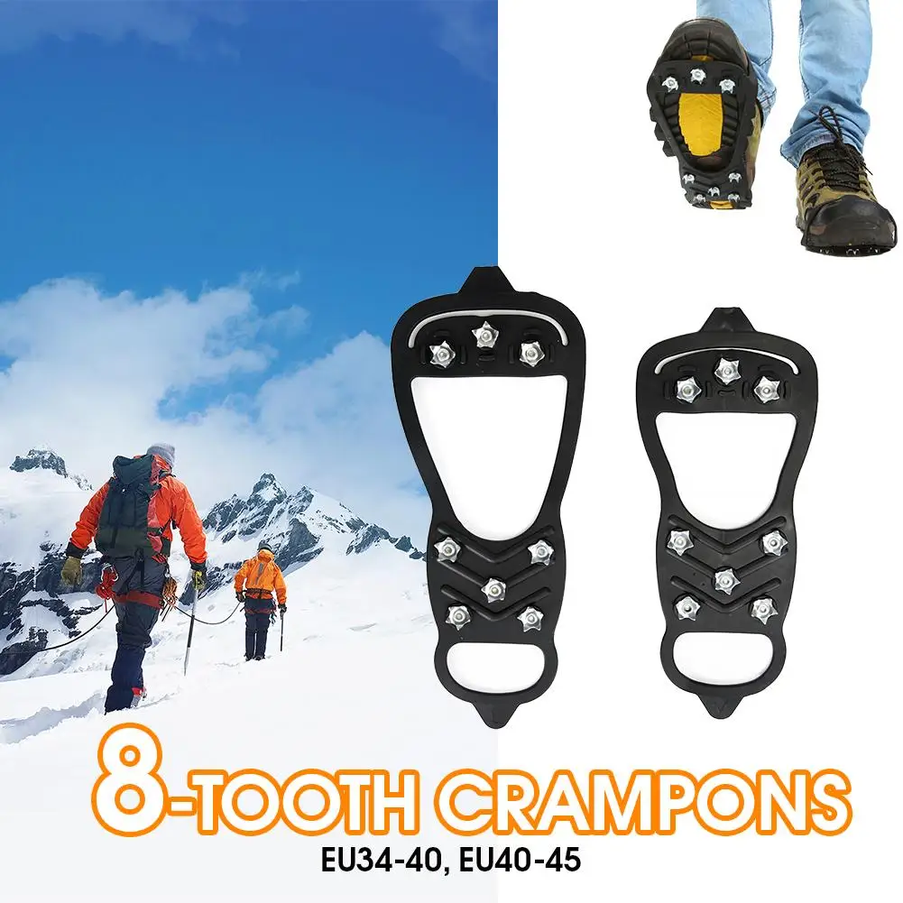 8 Teeth Ice Gripper Spike Shoes Winter Outdoor Anti-Slip Hiking Mountain Climbing Ice Snow Crampons Anti-slip Shoe Covers Grip