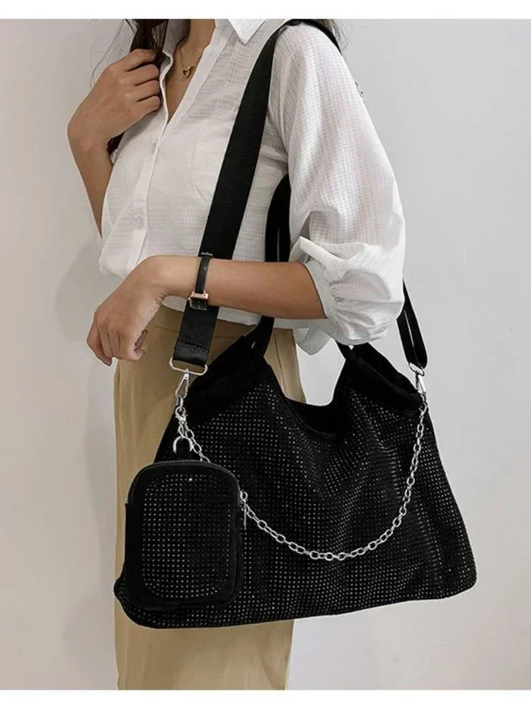 2024 New Shiny Diamond Women's Handbag Fashion Meal Bag Underarm Shoulder Bag Women's Party Commuter Bag