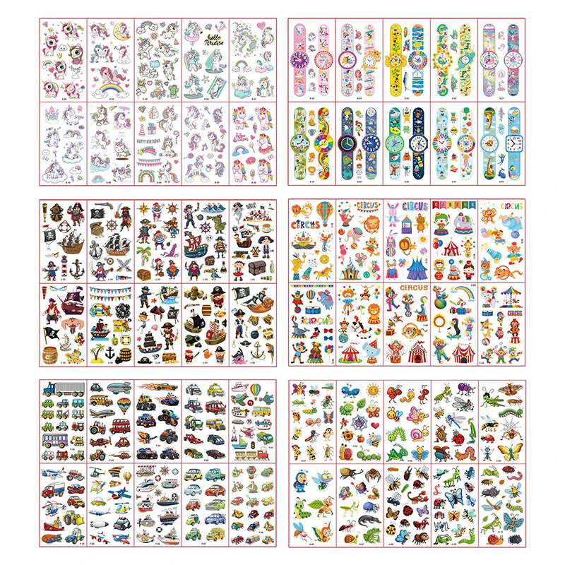 60 Pcs Tattoo Stickers for kids Waterpro of Cute Cartoon Unicorn Animals Dinosaur Tattoo Stickers