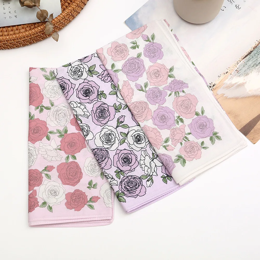 3/6/12 Pcs Ladies Cotton Printed Handkerchief Vintage Soft Comfortable Gift Set 43cm Carry It with You To Absorb Sweat