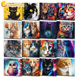 CHENISTORY Paint By Numbers For Adults Colorful Cat Canvas Painting Handpainted Kit Coloring By Numbers For Wall Decoration