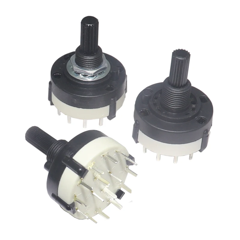 【2PCS】RS26 1/2/3/4 Pole Position 3/4/6/12 Selectable Band Rotary Channel Selector Switch Single Deck Rotary Switch Band Selector