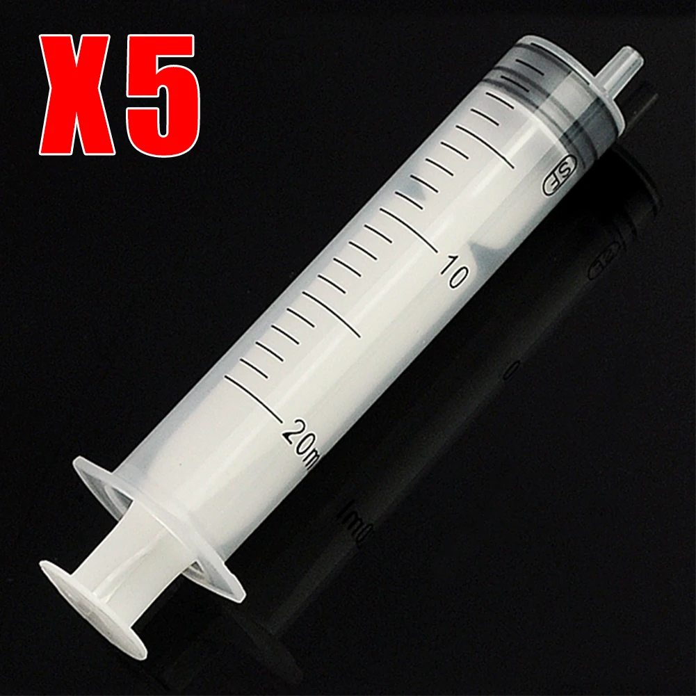 5Pcs 20ml Plastic Syringe Translucent Measuring Syringe Use Within Hydroponics Cubs Nutrient for Pets Cat Dog Feeding Tools