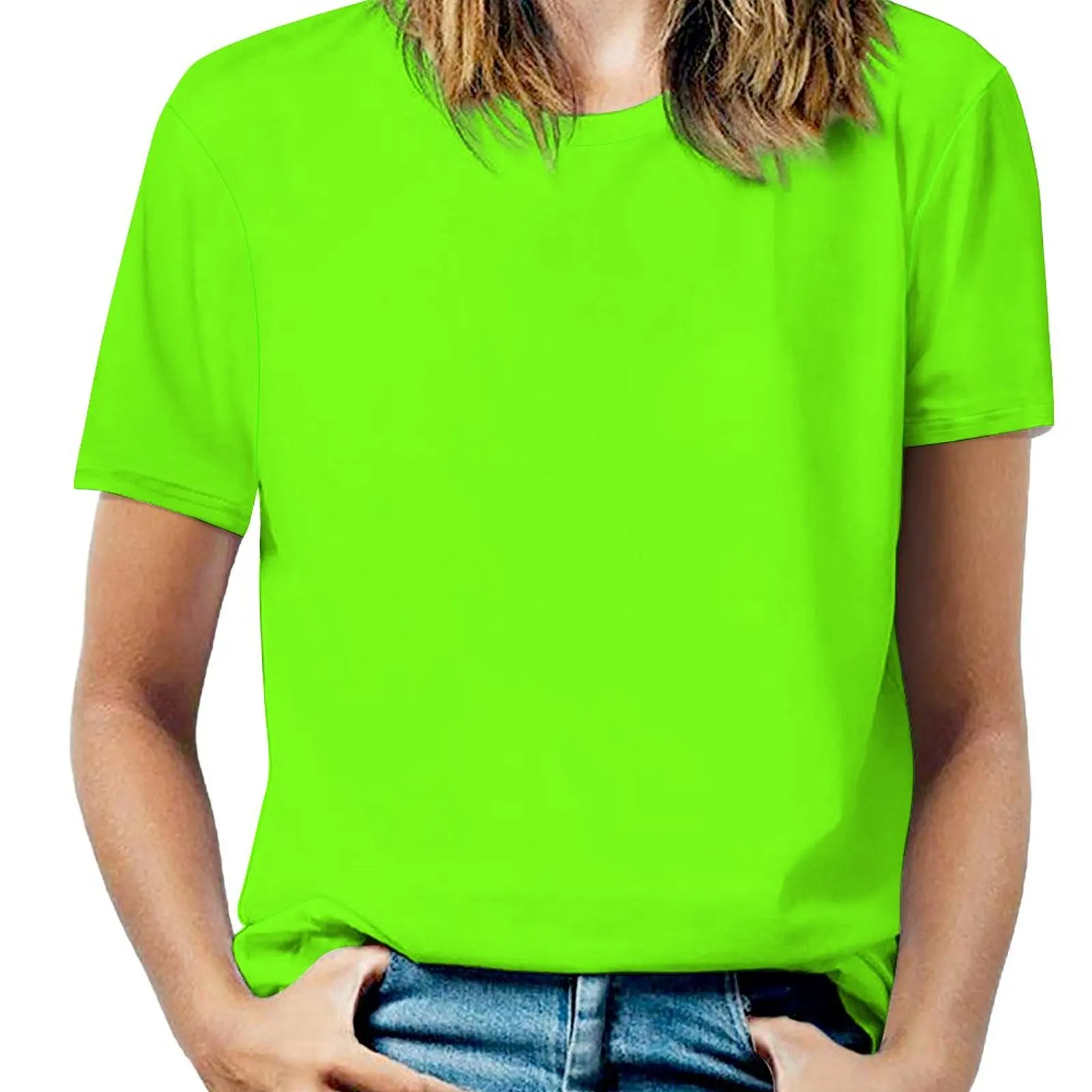 Super Bright Fluorescent Green Neon Women T-Shirt Crewneck Casual Short Sleeve Tops Summer Tees Neon Green Bright Fluorescent