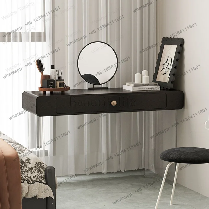 Minimalist dresser, all solid wood makeup table, bedroom dresser, black ash wood desk