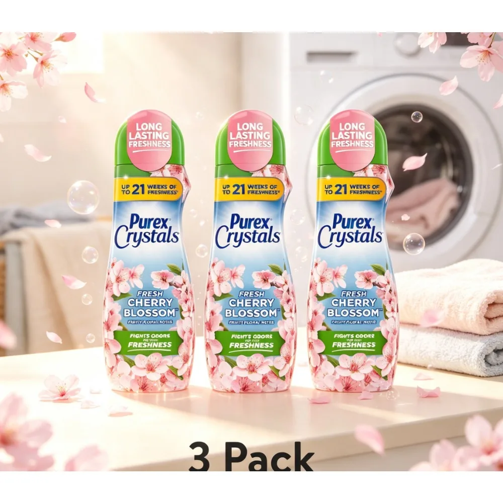 (3 pack) Purex Crystals Scent Booster, Fresh Cherry Blossom, 21oz
