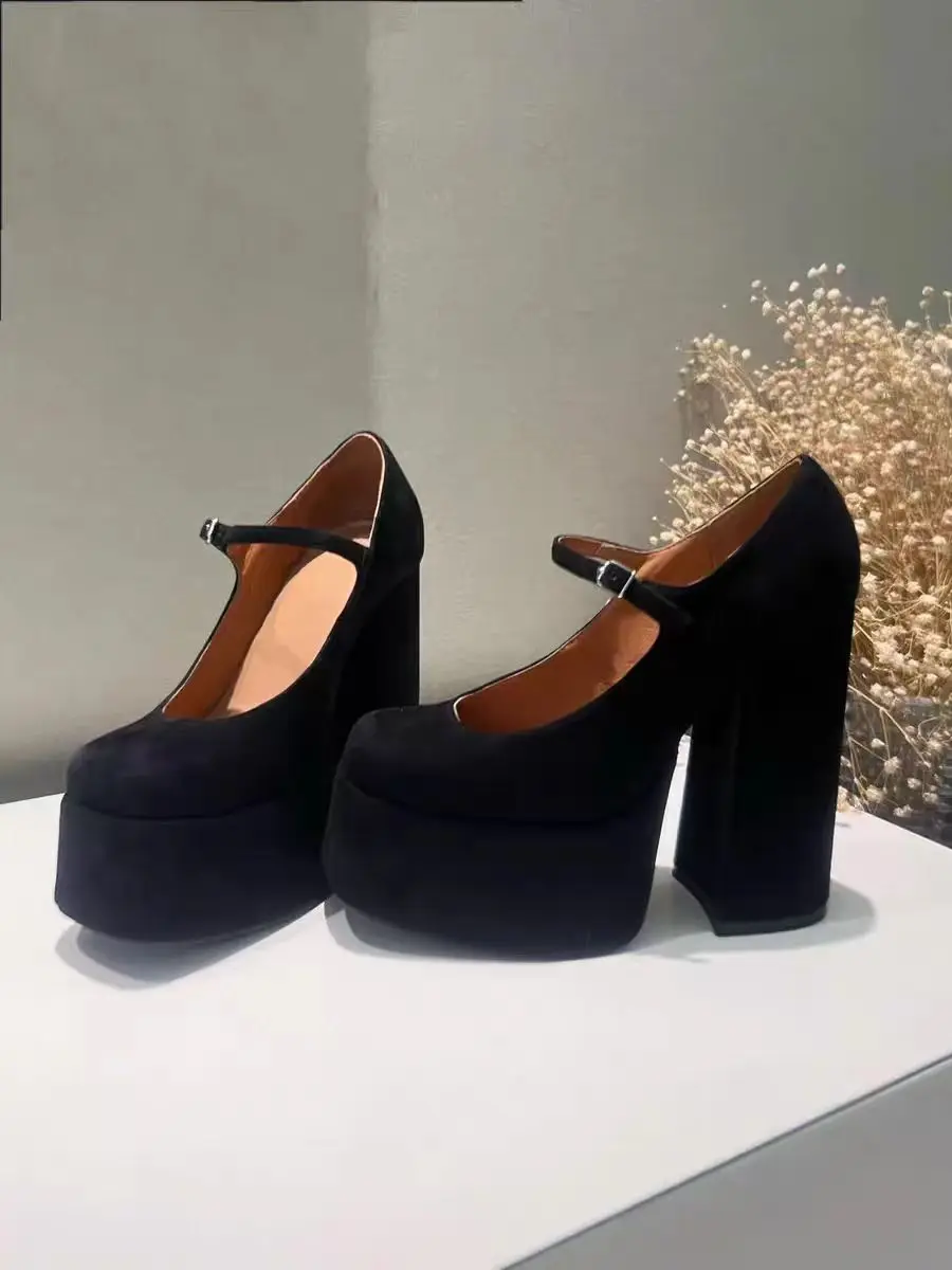 Damen High Heels, elegante Pumps, Damenschuhe aus PU-Leder, klobige Plateausohle, Punk-Stil, eckige Zehenpartie, Party- und Abschlussball-Sandalen, modische Outdoor-Schuhe für Damen. – Detail 12