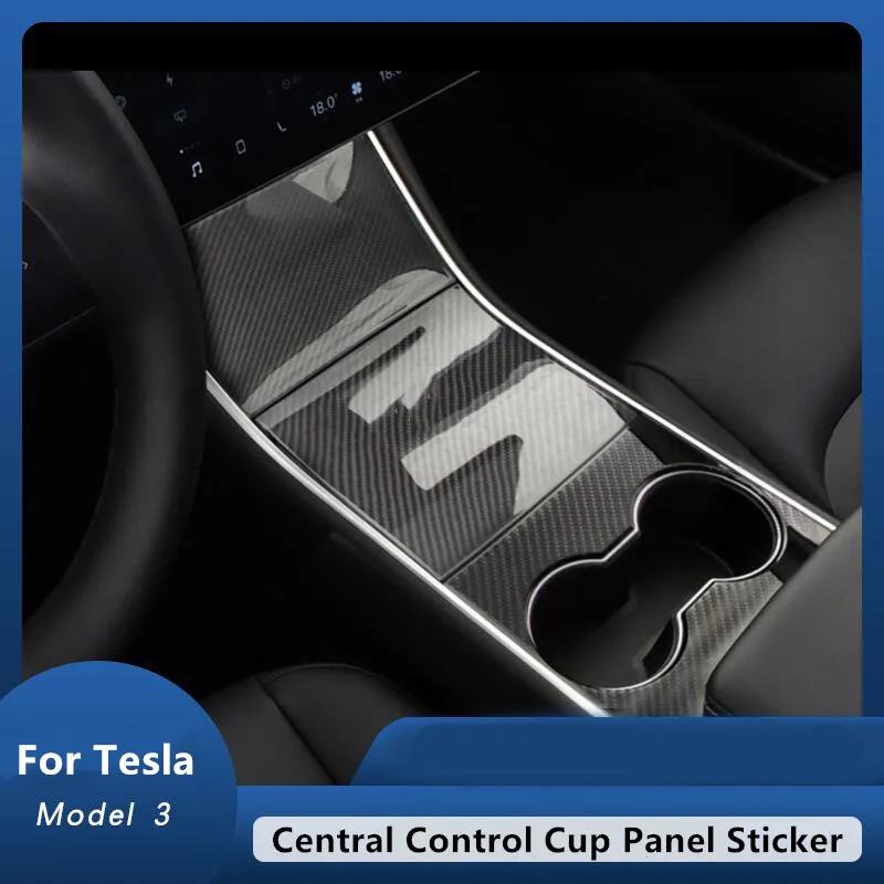 

For Tesla Model 3 Car Styling Car Interior Gear Shift Box Panel Cover Water Cup Frame Sticker Trims Protection Auto Accessories