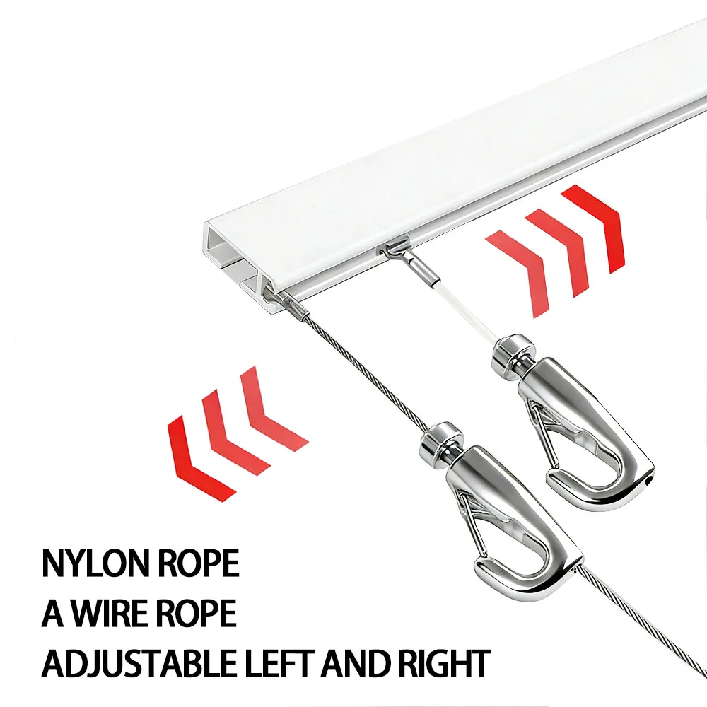 2-10PCS Stainless Steel Wire T-Shaped Nylon Snake Rope Hook Lock for Picture Suspension System Invisible Track Hanging Rope image 2