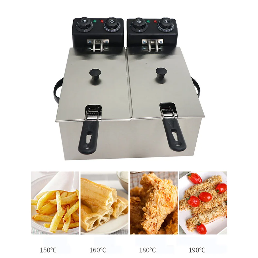 Factory Fryer Electric Deep Fryers 2 tank 8L 12L 16L Electric Fried Chicken Chops French Fries Fried Machine Electric Fryer