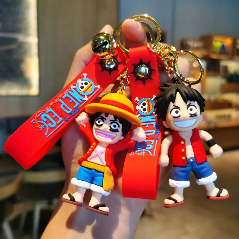 

New Cartoon Luffy From One Piece Keychain Silicone Figurine Car Keychain Christmas Small Gift Wholesale Personalized Gifts Y2k