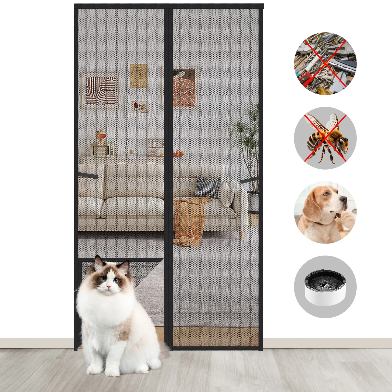 Magnetic Fly Screen Door 100 X 210 Cm Anti Mosquito Door Mesh Fly Curtain No Drilling Keep Bugs Out Lets For Children s Room