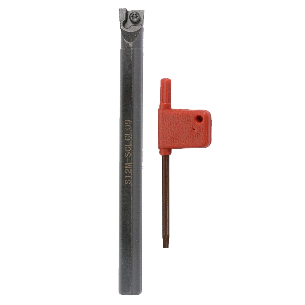 Portaherramientas Portaherramientas de torneado BARRA DE BORING INDEXABLE Mano izquierda 95 grados S12M-SCLCL09 con llave T8 Negro Hogar