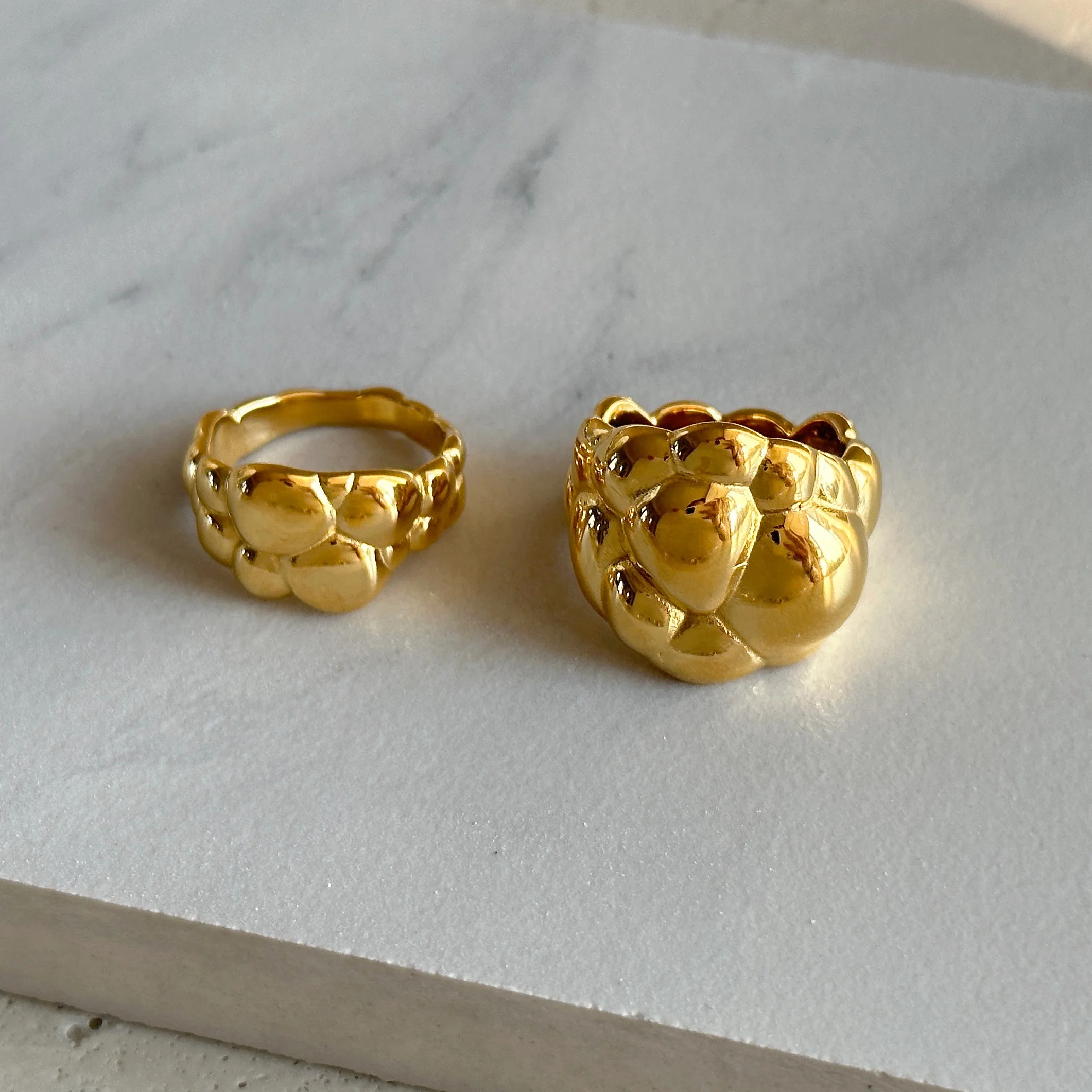 DASEIN 2025 New Baroque Gypsy Dance Broccoli Chunky Ring Ins Trendy 18k Pvd Gold Plated Stainless Steel High Quality Jewelry