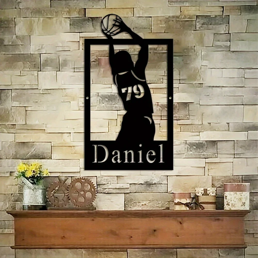 Custom Personalized Basketball Athlete Wall Art. Metal Sports Decor. Unique Nameplates, Textured Detail & Metal Craft for Home.