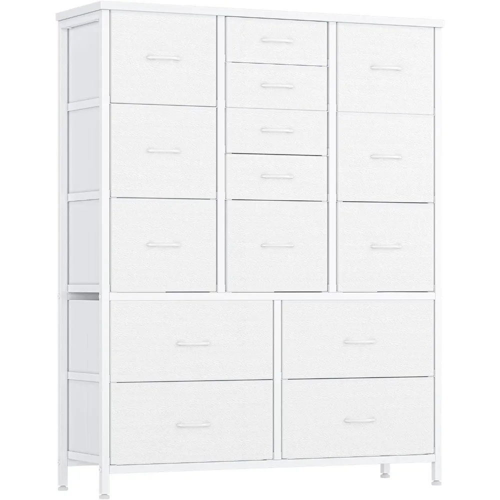 15 Drawers Dresser, Tall Dressers for Bedroom, Large Chests of Drawers, Fabric Storage Dresser Organizer Unit for Closet