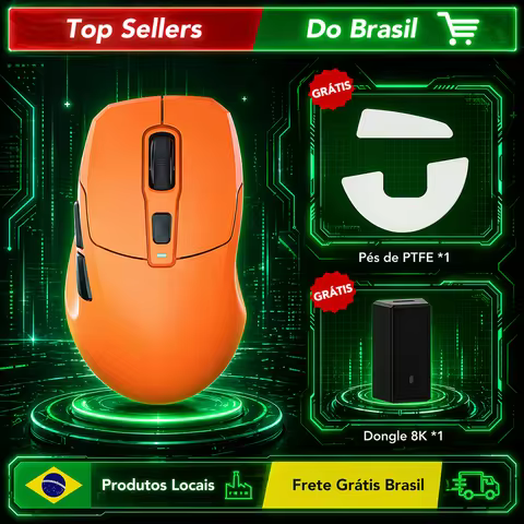 Mouse Gamer KYSONA Uranus Pro 54g Leve PAW3395 26000DPI 8KHz Tri-Mode com Fio, Sem Fio e Bluetooth Ergonômico para Laptop