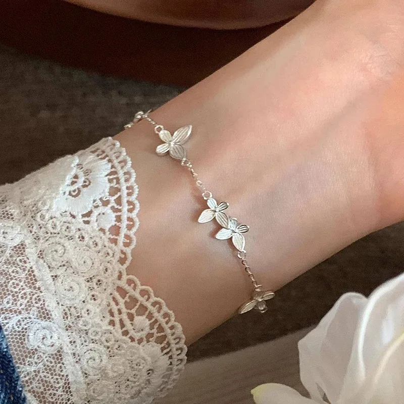 Butterfly Charm Bracelets for Women Silver Color Light Luxury Minimalist Fashion Jewelry Insect Accessories Wholesale