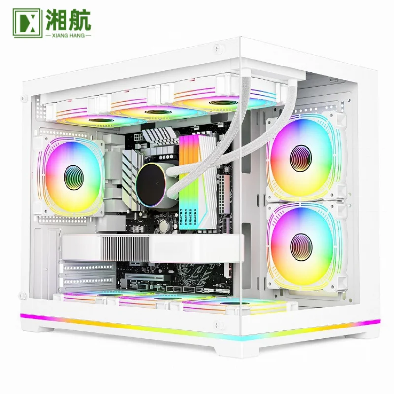 مناسبة لحقيبة ألعاب غرفة عرض البحر مع علبة ألعاب بتصميم شريط الضوء تدعم مضيف سطح المكتب لتبريد المياه 360 درجة SKSVJ42CW