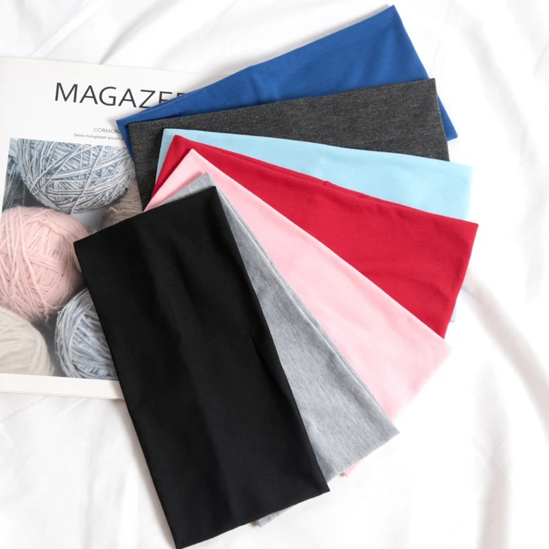 3PCS Elastic Sports Headband Running Solid Color Wide Hair Bands Women Men Yoga Hairband Black Soft Wash Face Makeup Headwrap