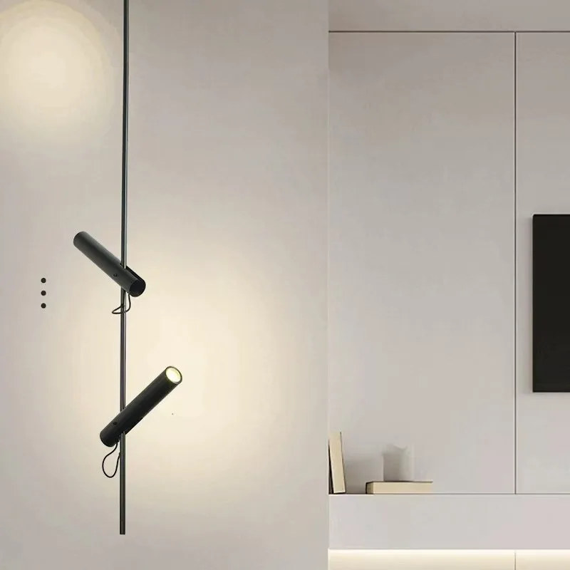 

Vintage spot led pendant light bedroom bedside small rotating light living room sofa ambient black decorative up down light