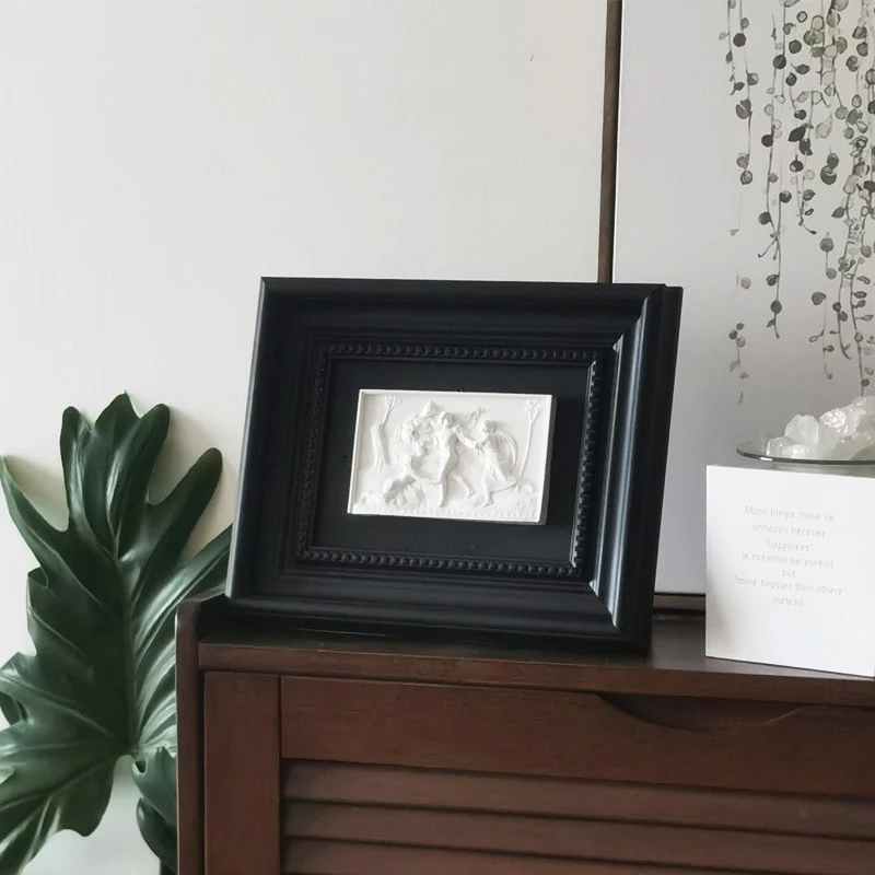 

Roman Figure Sculpture, Cement, Concrete, 3D Relief Sculpture, Gypsum Resin Frame, European Style Artwork Gift for Home and Offi