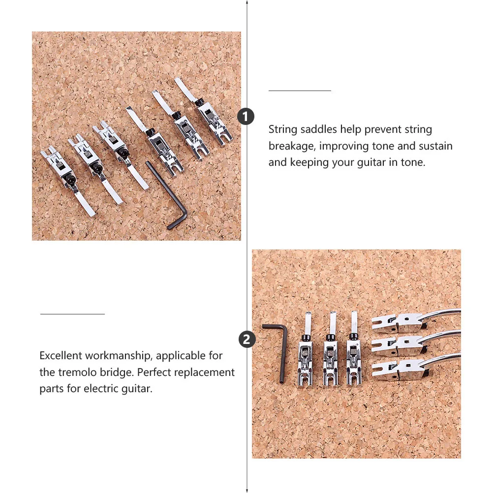 

6Pcs Electric Guitar Parts Accessories Durable Metal Tremolo Bridge Saddles High Quality Replacement Set Locked String Saddles