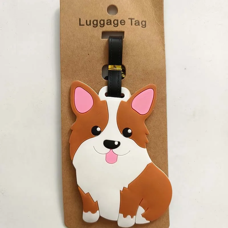 Etiqueta de equipaje de Gel de sílice para maleta, soporte de identificación, etiqueta portátil, accesorios de viaje, nuevo diseño, perro Corgi