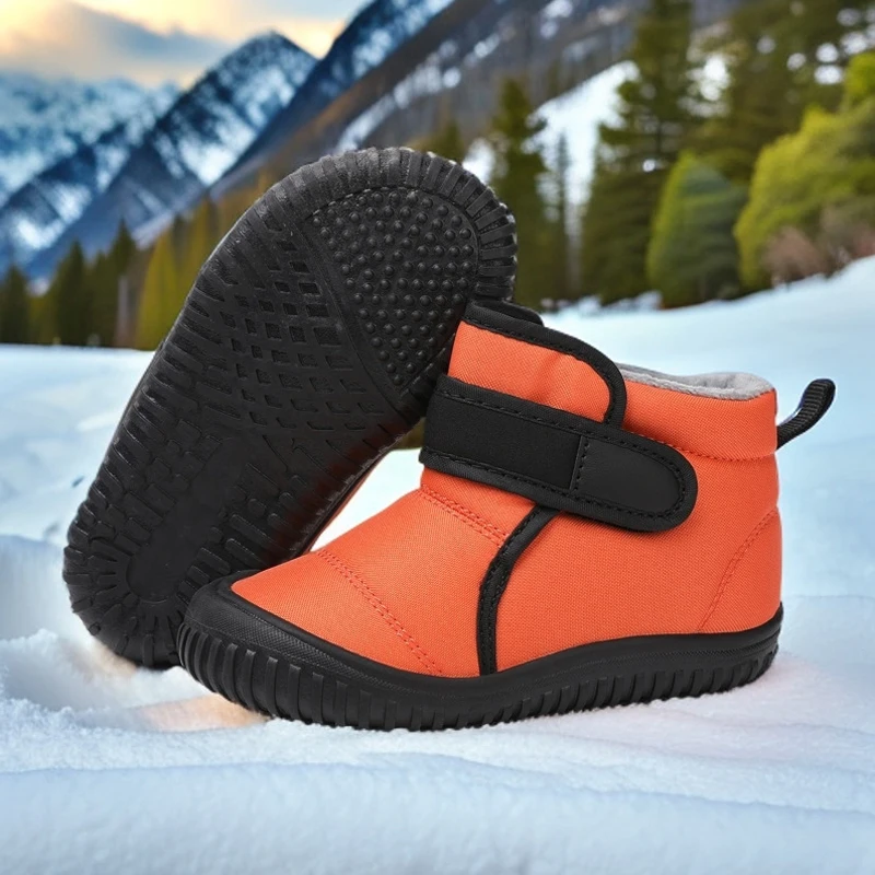 أحذية الثلوج الدافئة المصنوعة من الصوف الشتوي للجنسين للأطفال والأطفال الصغار أحذية قطنية مريحة غير قابلة للانزلاق أحذية المشي في الهواء الطلق