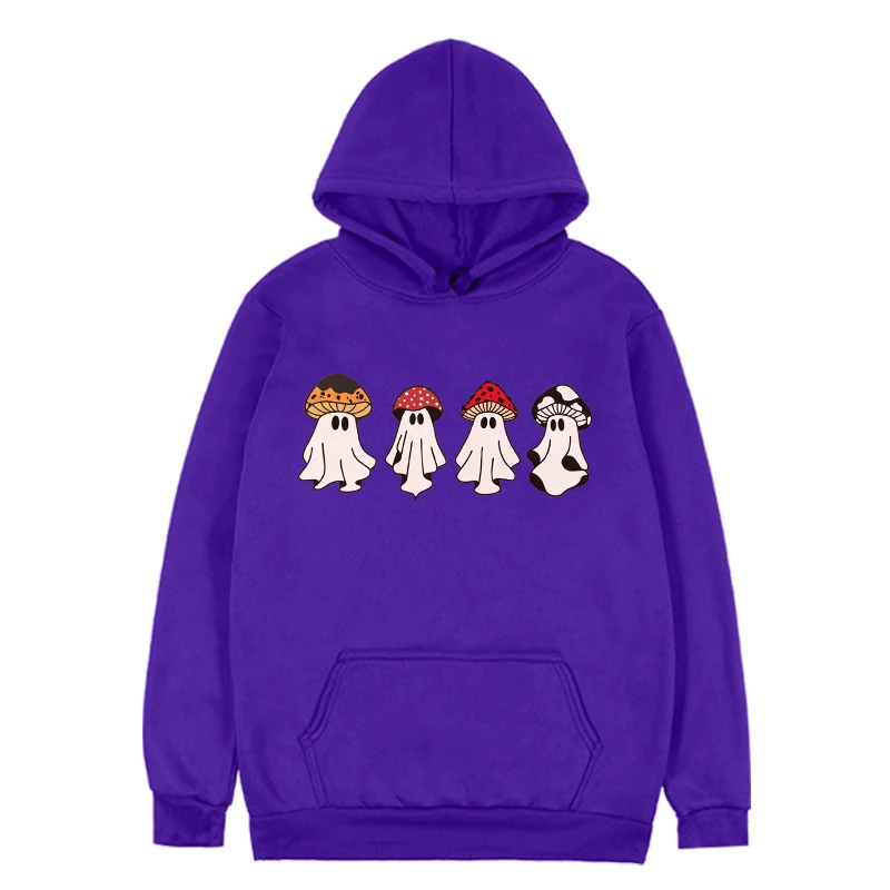 Ghost Hoodies Mushroom Funny Fall Sweatshirt Halloween Hoodies Women Halloween Spooky Season Winter Clothes m