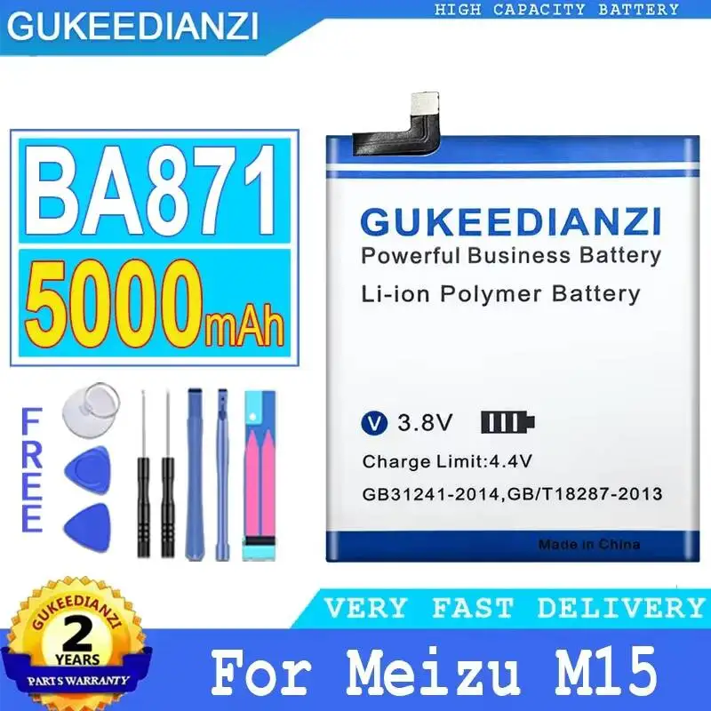 

For Meizu Meilan M15 BA871 5000mAh Good Low-Temperature Performance Reliable Replacement Mobile Phone Battery