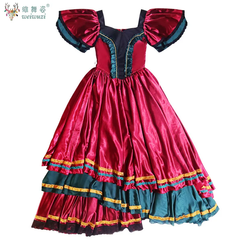 Flamenco Dance Swing Skirt Women High Waist Slimming Multi-layer Cake Skirt Modern Dancing Tango Waltz Stage Performance Costume