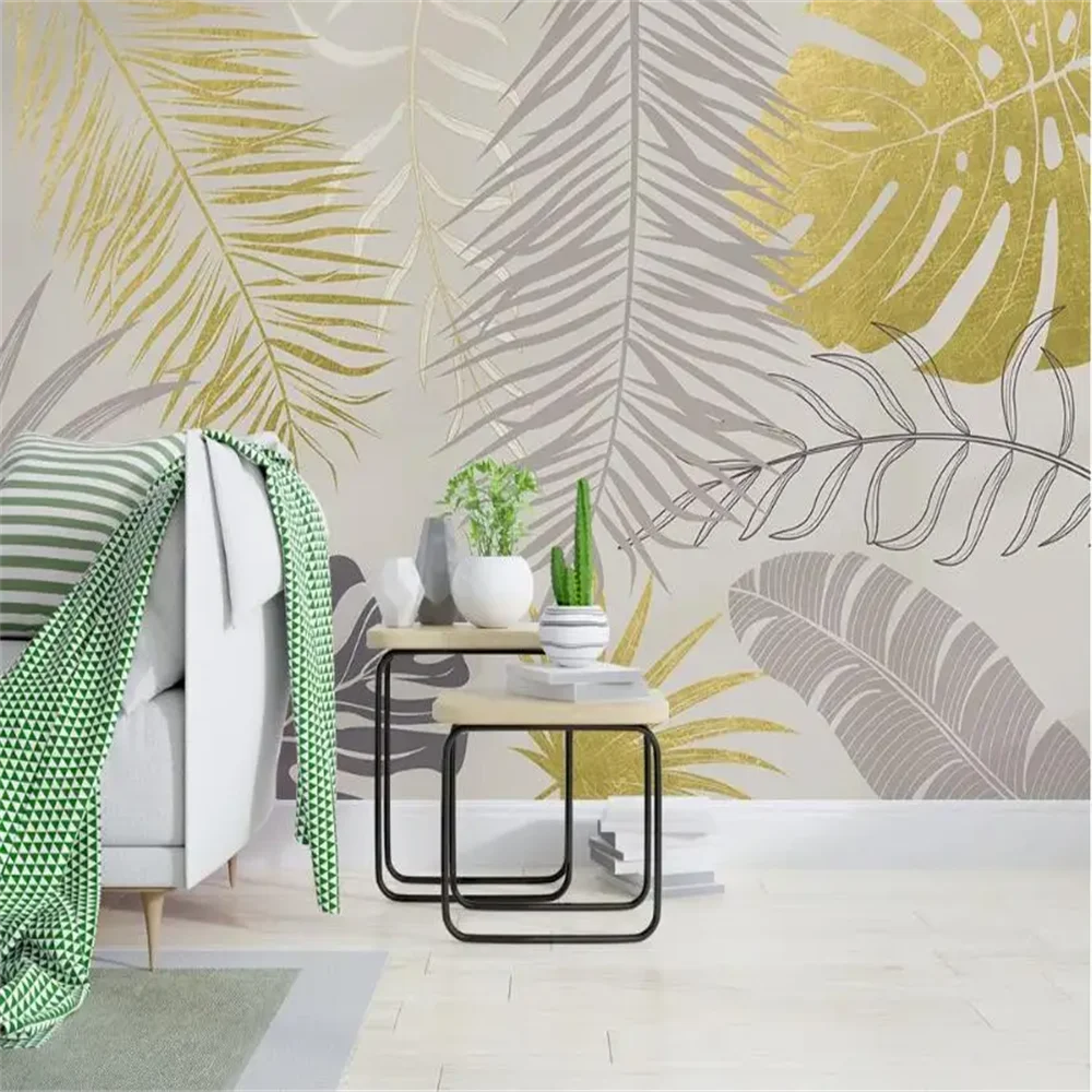 Custom Vintage Leaf Wallpaper for Wall Painting Living Room TV Background Southeast Asia leaves wall papers home decor Stickers