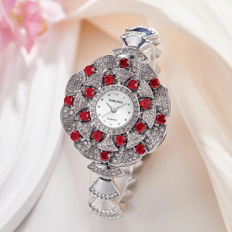 

UTHAI CQ514 New Fashion Design Women's Watch Art Bracelet Flower Diamond Starry Sky Luxury Bracelet Quartz Watch