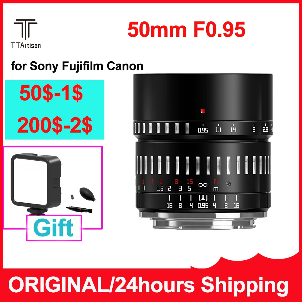 TTArtisan 50mm F0.95 Large Aperture Prime Lens for Sony E Mount Fujifilm X Canon M Leica L Nikon Z Panasonic Olympus M43 Camera