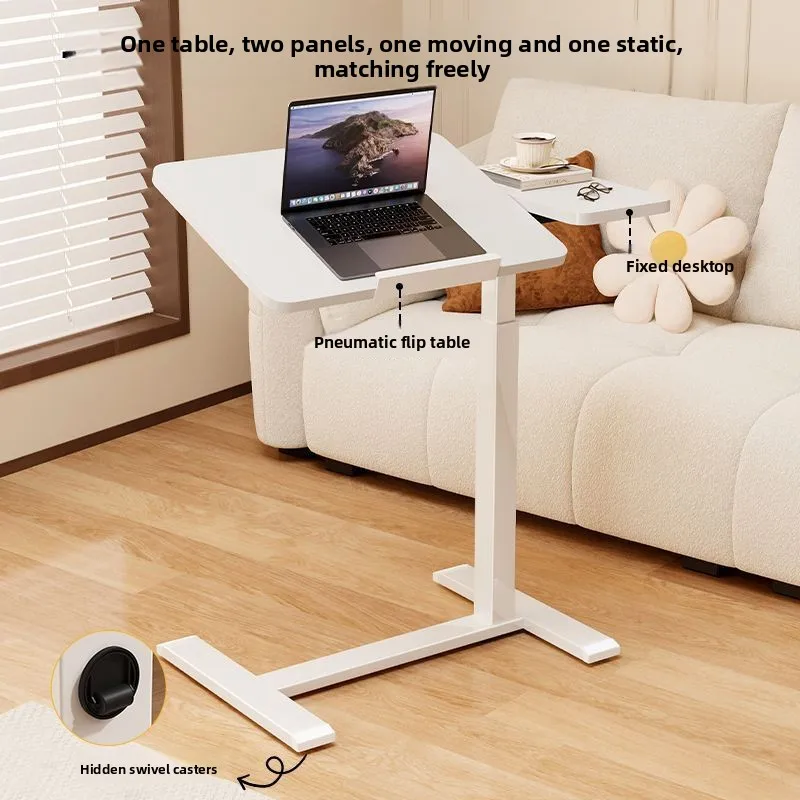 Mobile Foldable Height Adjustable Side Table Casters X Or Cm Reversible Desktop Sofa Bedside Laptop Work Standing Use