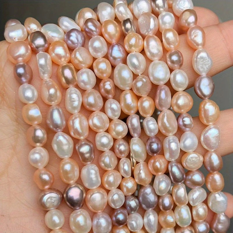 Natürliche Süßwasserperlen, unregelmäßige barocke Perlenform, lose Perlen zum Basteln von eleganten Armbändern, Halsketten und Schmuck. – Detail 1