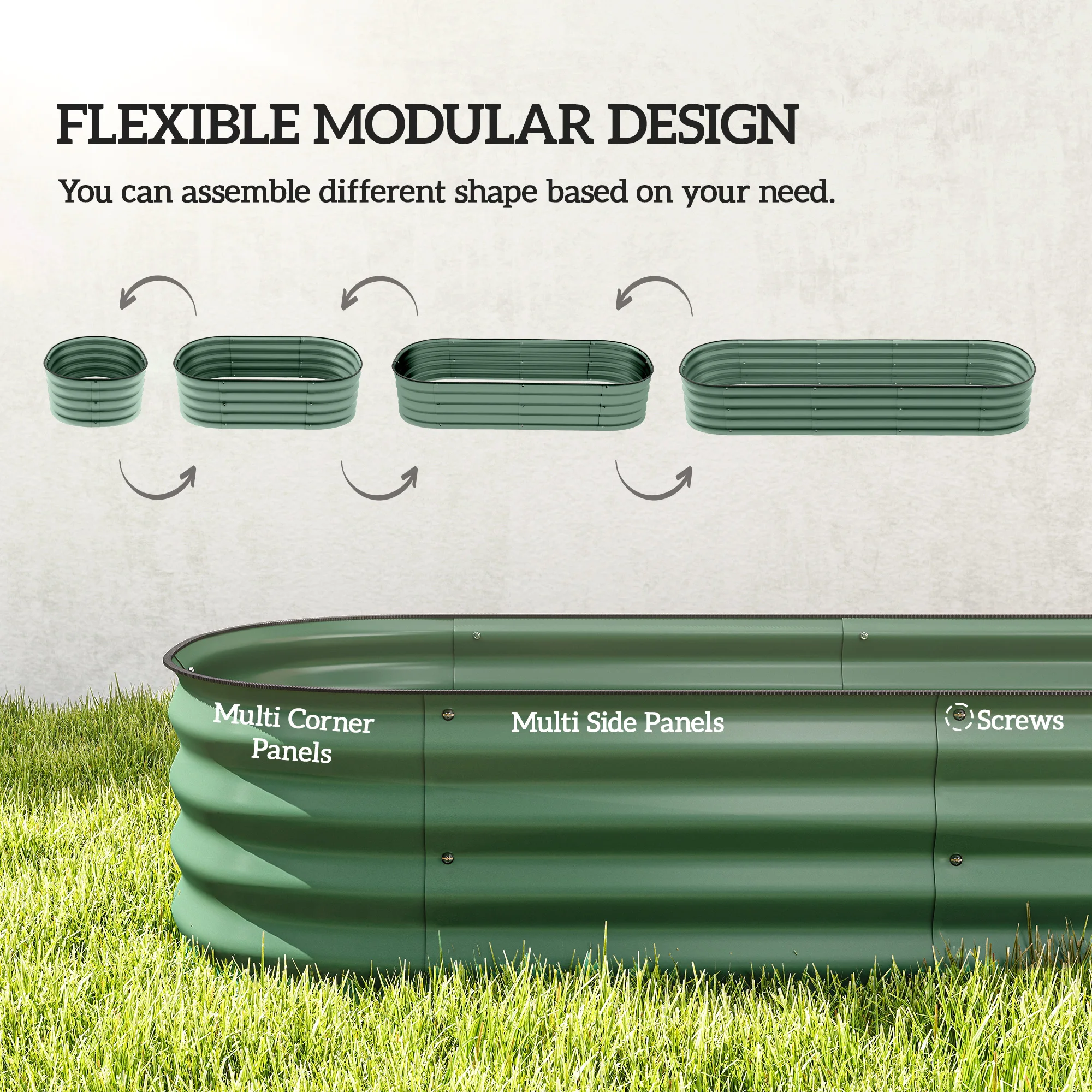 Galvanized Raised Garden Bed Planter Box, 6.4' x 2' x 1', Green image 4