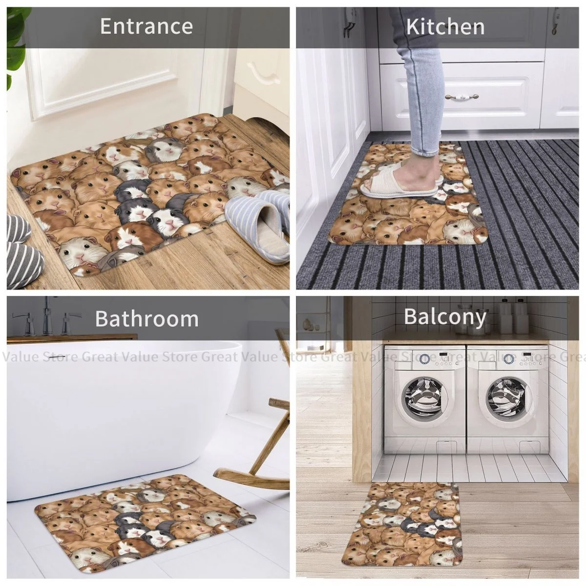 Guinea Pig Pet Animal Kitchen Non-Slip Carpet Herd Living Room Mat Entrance Door Doormat Home Decoration Rug