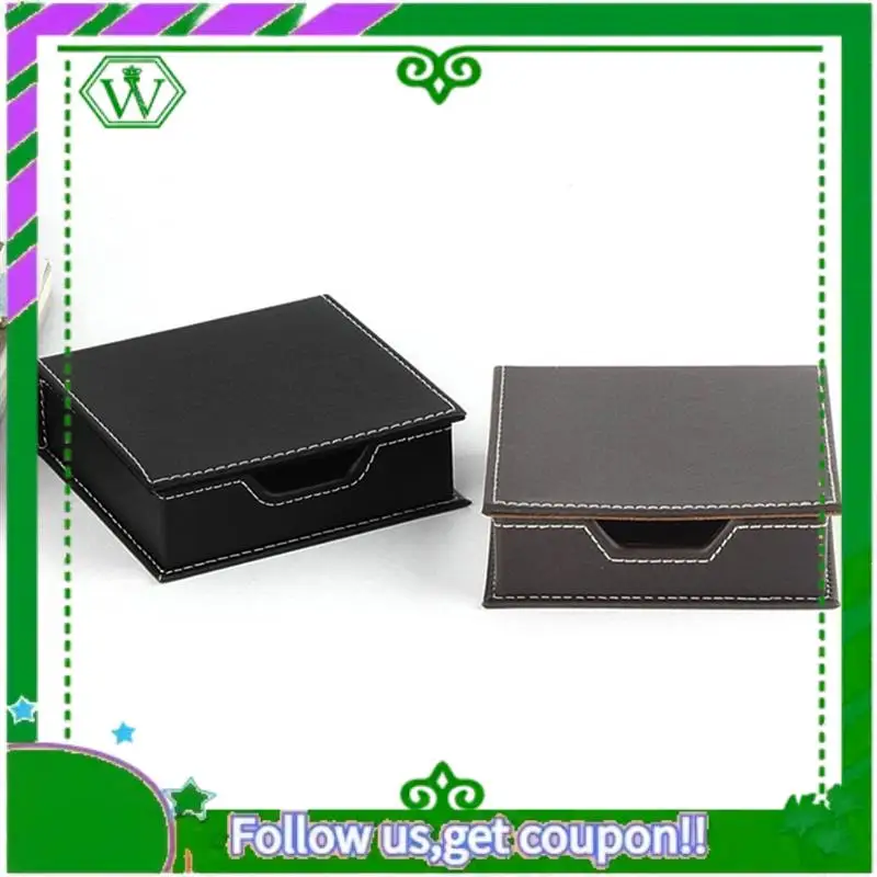 Reliable-Premium PU Leather Desk Organizer Memo Box With Card Holder, Sticky Note Storage For Office A