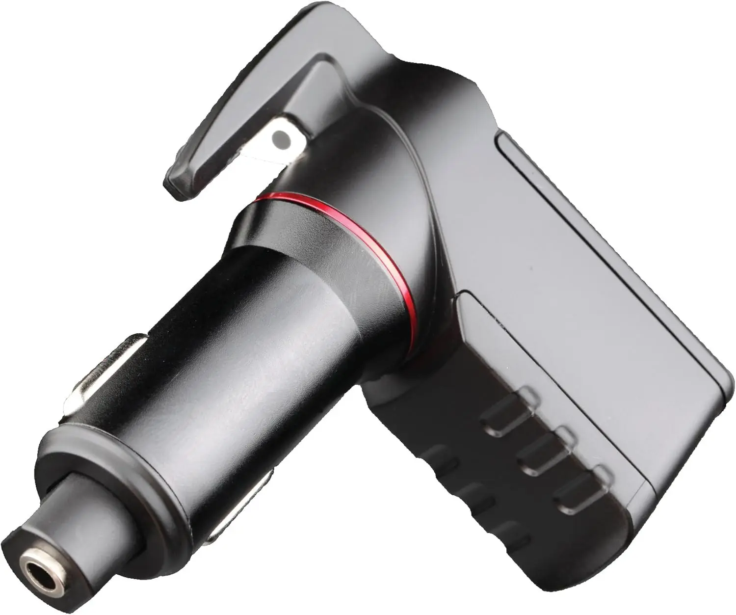 

Emergency Car Escape Tool with Spring-Loaded Window Breaker, Seatbelt Cutter, and Dual USB Charger (Black)
