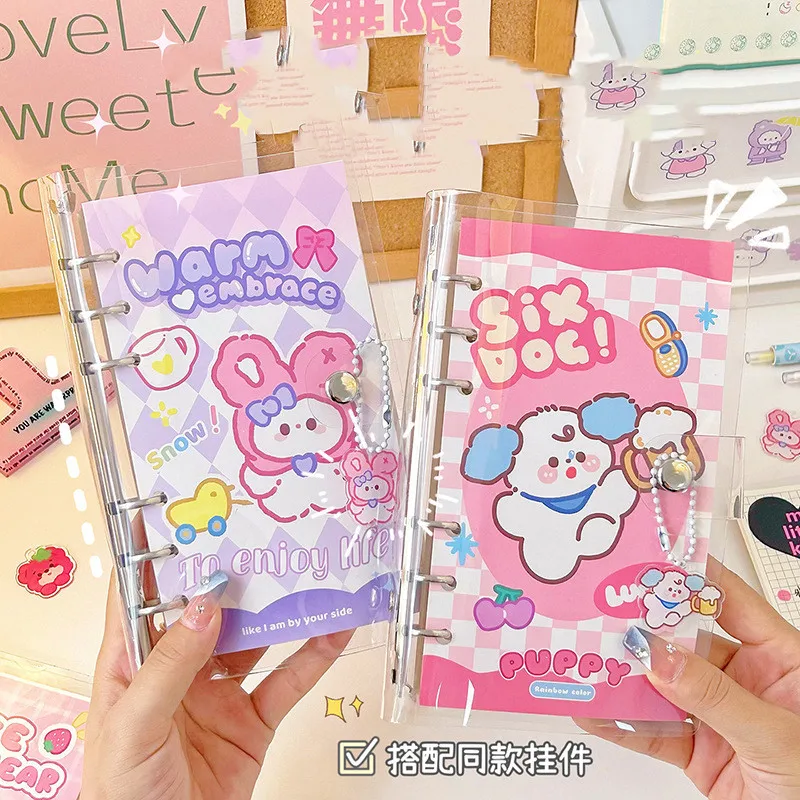 4 pcs/lot Kawaii Cat Dog Rabbit loose leaf Notebook Cute Portable Pendant Note Book Diary Planner Stationery gift School Supply