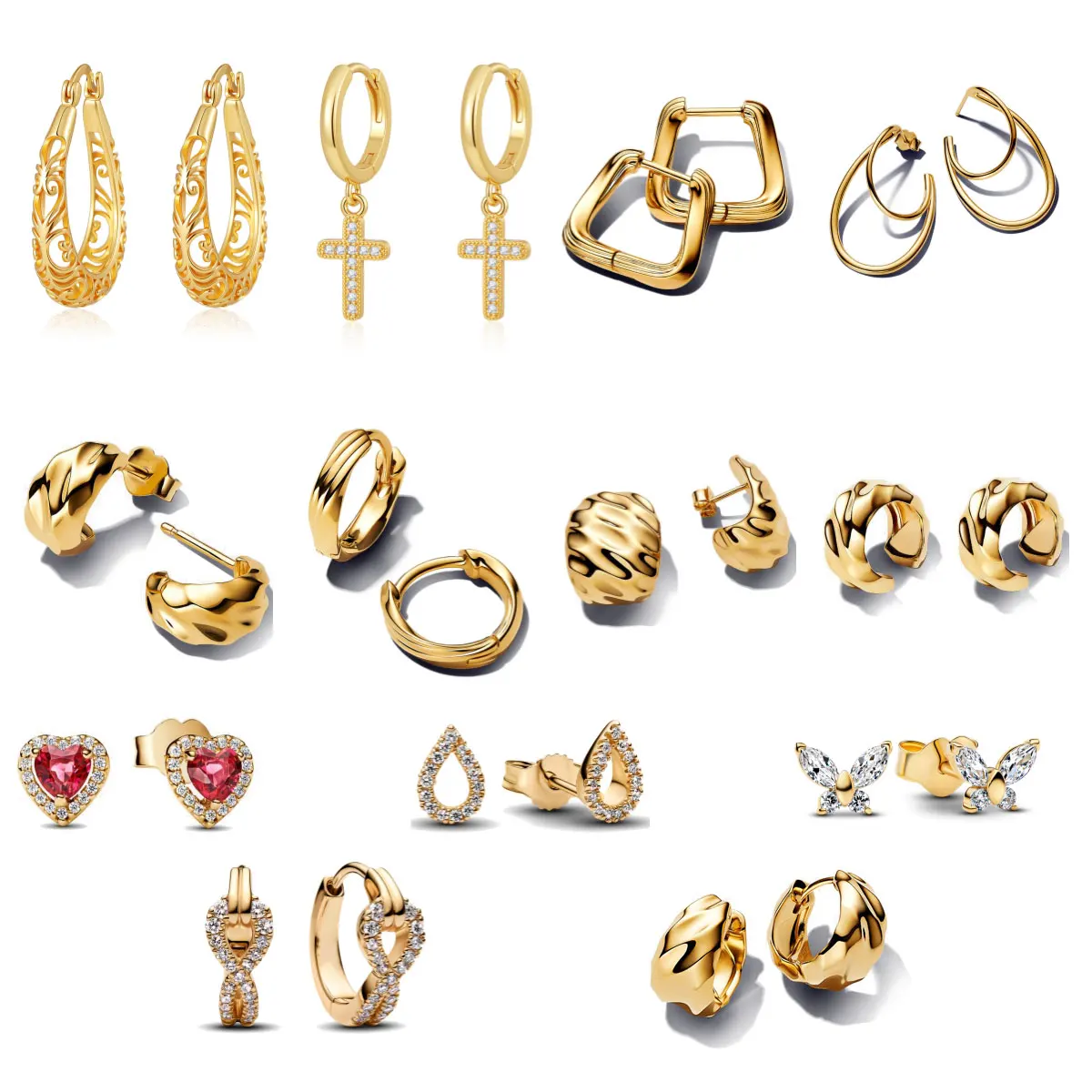Gran oferta, pendientes originales de Plata de Ley 925 con forma de cruz, gota de agua, mariposa, corazón, joyería fina, baratijas para mujer, regalo de aniversario