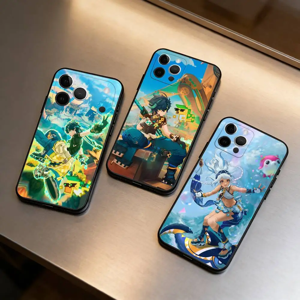 

Genshin Impact Kinich Mualani Soft Silicone Black Cover,Phone Case For iPhone 17,16,15,14,13,12,11 Plus,Pro Max,XS