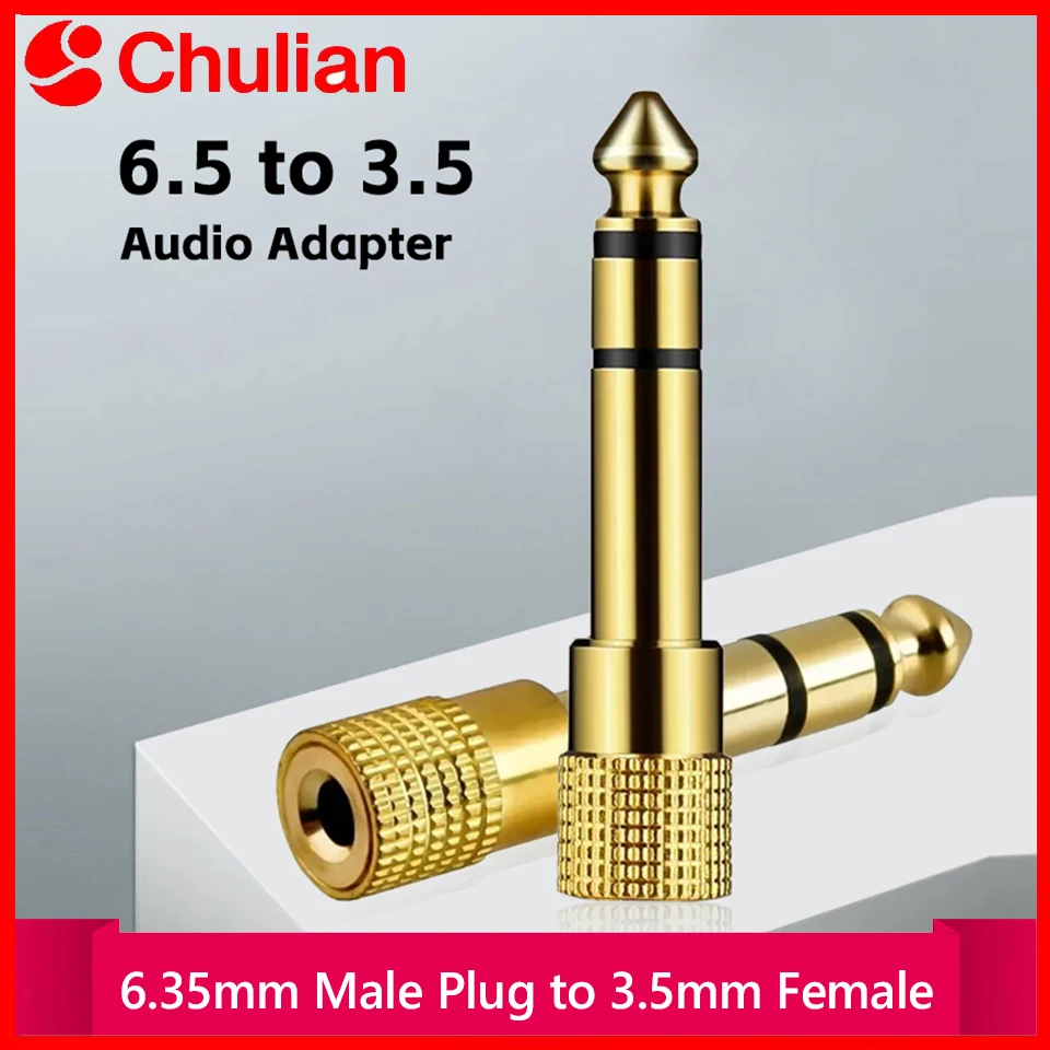 Jack 6.5 6.35mm Male Plug to 3.5mm Female Connector Gold Plating Headphone Microphone AUX Audio Plug
