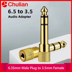Jack 6.5 6.35mm Male Plug to 3.5mm Female Connector Gold Plating Headphone Microphone AUX Audio Plug
