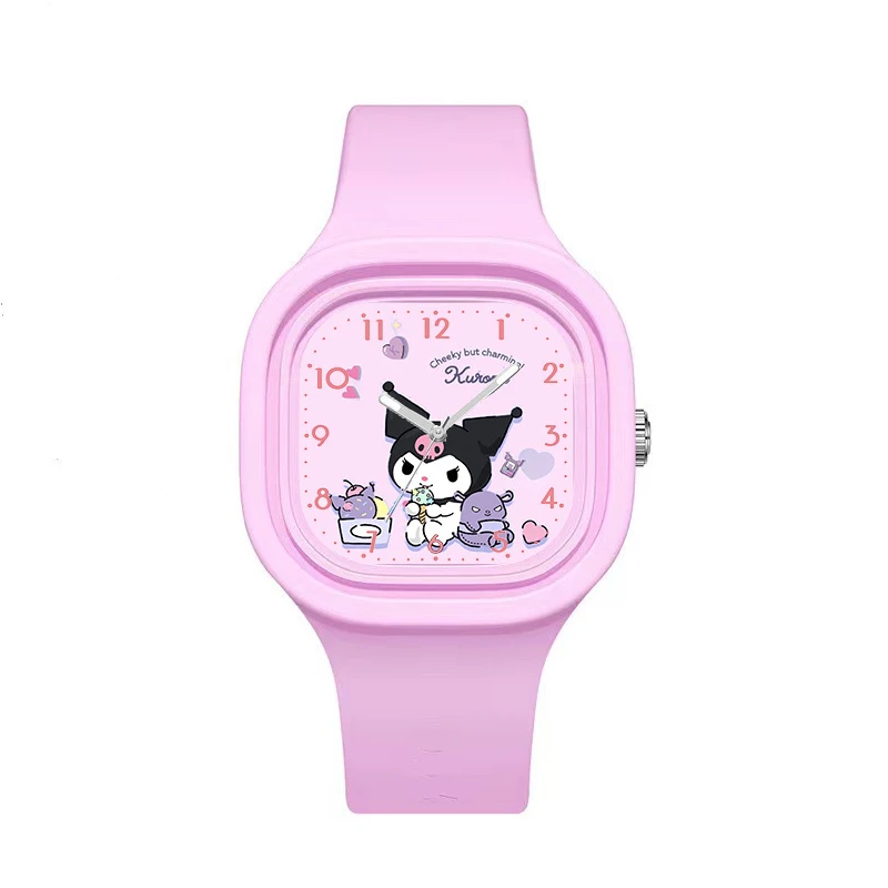 Miniso Anime Cartoon Sanrio Kuromi Melody Hello Kitty Cinnamoroll Siliconen Vierkant Quartz Student Sporthorloge Kinderen Kindercadeau