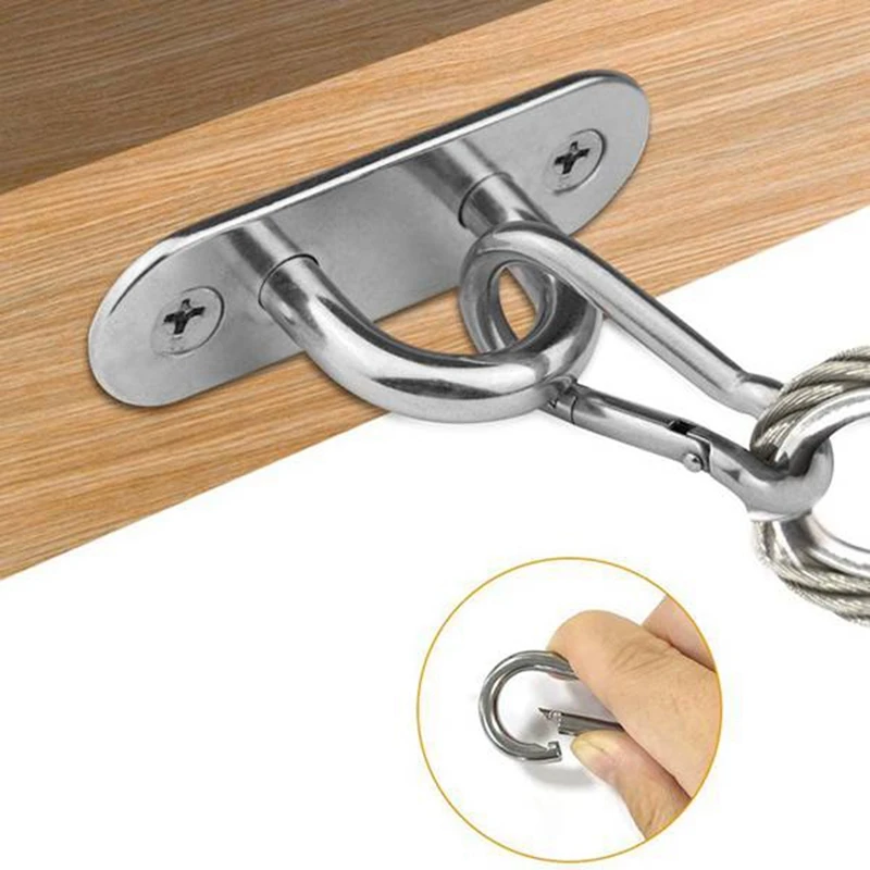 10 Pcs Stainless Steel Pad Eye Plate U Hook,10 Pcs Stainless Steel Snap Hook,Marine Hardware Staple Hook Loop With Screw image 5